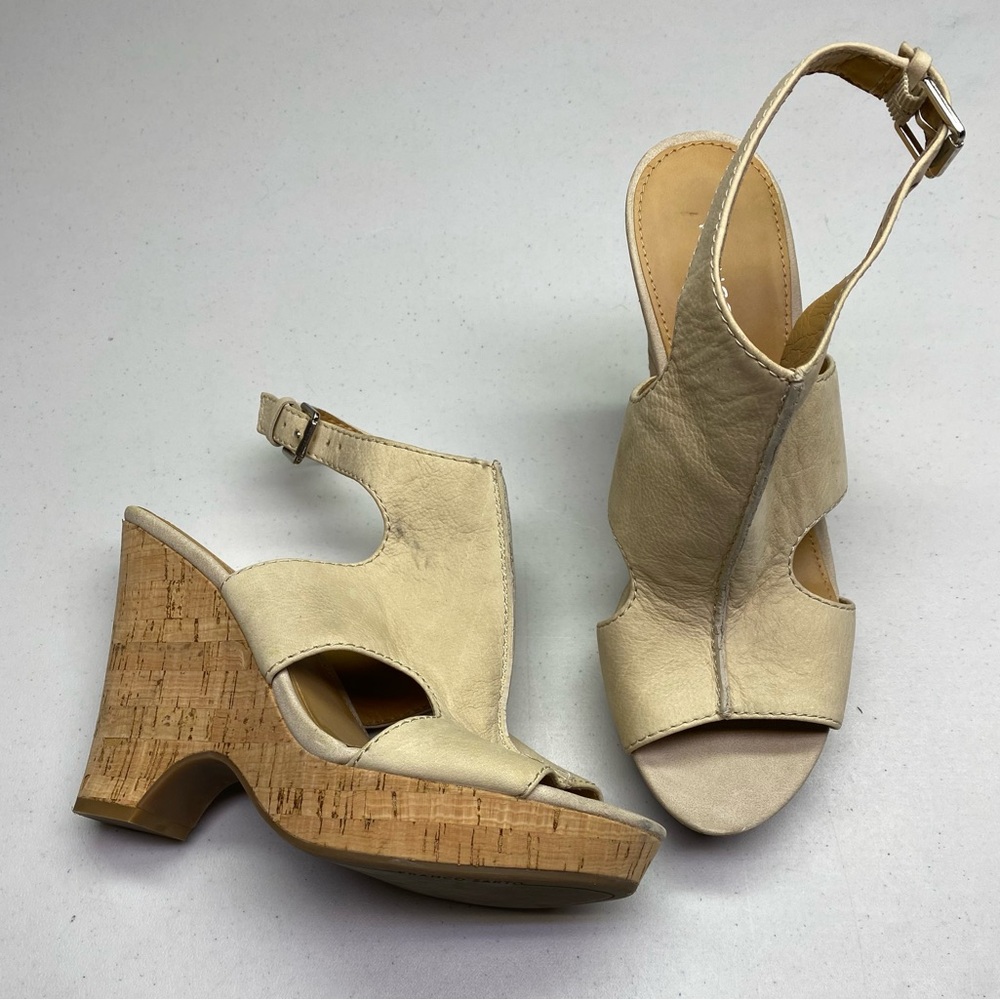 Franco Sarto TAN Leather Platform Sandals, 7.5 Winter Sale